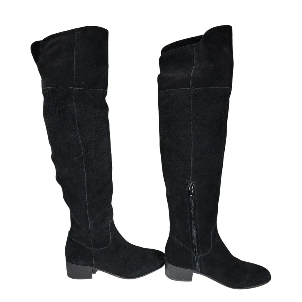 Steve Madden Over Knee Boots 6 Women Tyga Black Suede Leather‎ Riding Equestrian